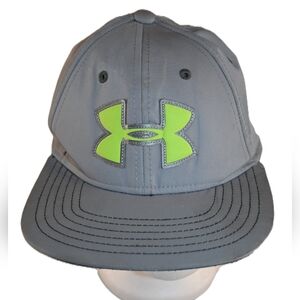 Under Armour Youth Gray with Neon Green Logo Baseball Hat.